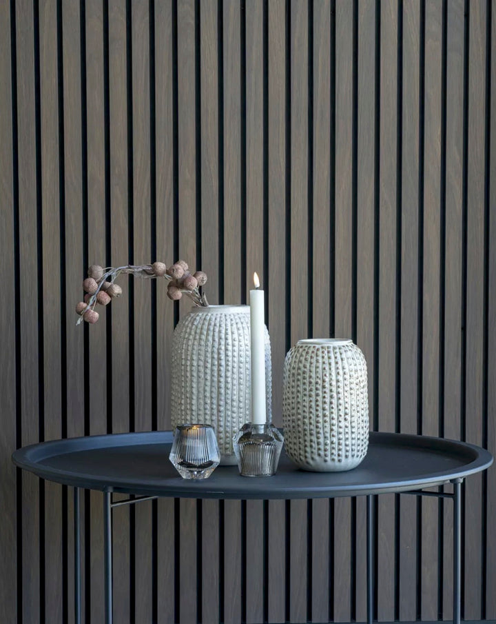 Vase  -  aus Keramik, beige mit Muster, , Ø16x25,5 cm Foliage Dreams